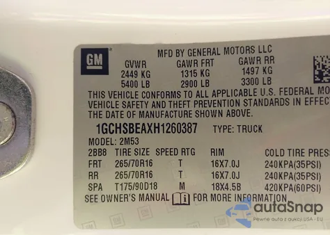 2017 Chevrolet Colorado Wt из США, поврежденный, VIN 1GCHSBEAXH1260387